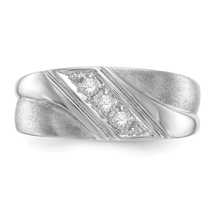 Rhodium Over 14K White Gold Lab Grown Diamond SI1/SI2, G H I, Men's Band