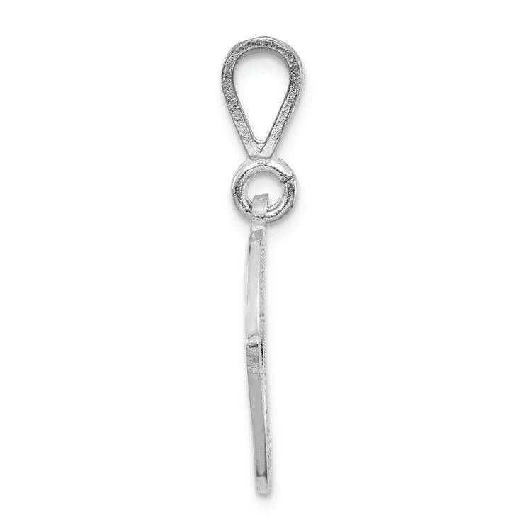 Rhodium Over 14k White Gold Solid Polished Script Filigree Textured
Letter O Initial Pendant