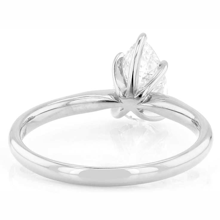 Lab-Grown Diamond Pear Shape Solitaire Ring In 14K White Gold 1.10ct