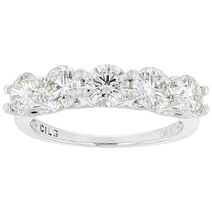 Lab-Grown Diamond Five-Stone Band Ring In 14K White Gold 2.00ctw