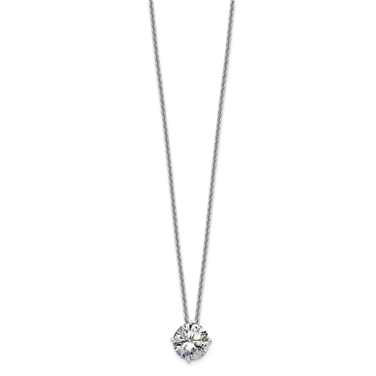 Rhodium Over 14K Gold 1.50 ct. 7.5mm Round D E F Pure Light Moissanite
Solitaire Pendant with Chain