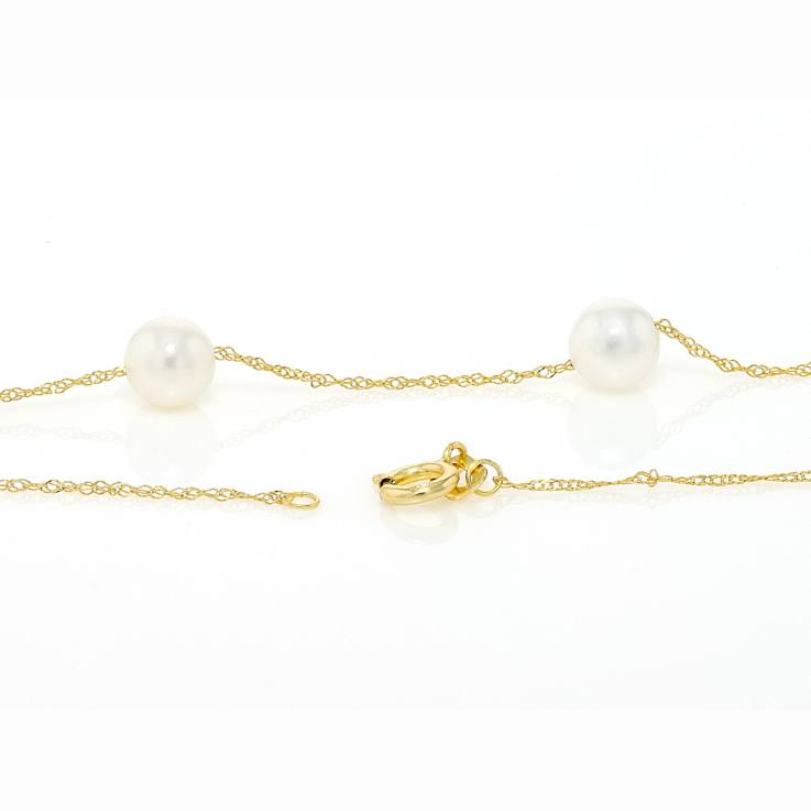Freshwater Pearl Station Necklace In 14K Gold