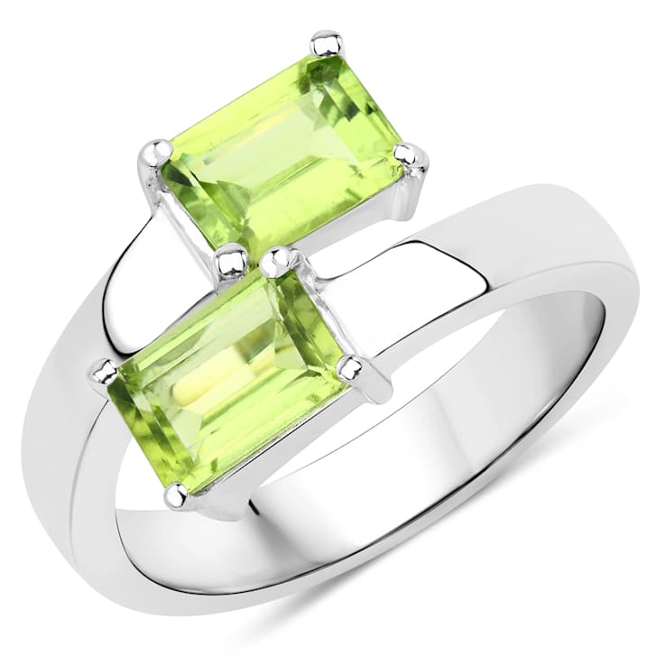 Peridot Bypass Ring In Sterling Silver 2ctw