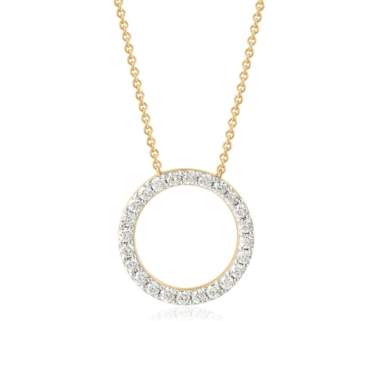 Lab-Grown Diamond Initial O Necklace In 14K Gold Over Sterling Silver 0.50ctw