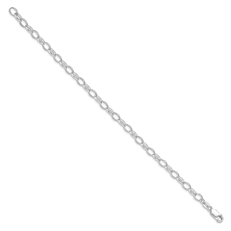 Rhodium Over Sterling Silver 5mm Rolo Chain Bracelet