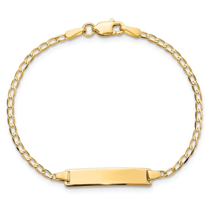 14k Yellow Gold Flat Curb Link ID Bracelet