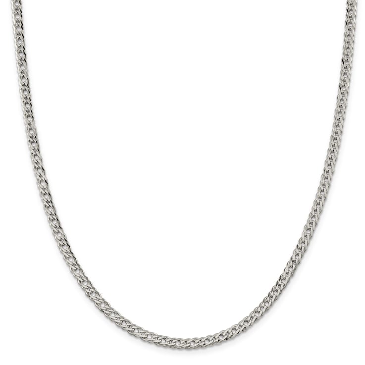 Sterling Silver 4.25mm 6 Side Diamond-cut Flat Double Curb