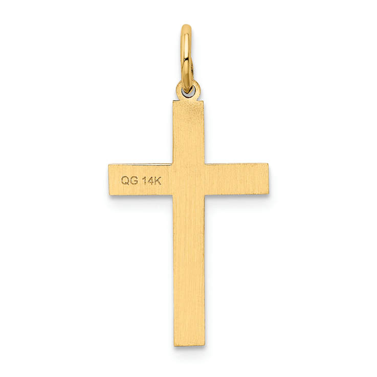 14k Yellow Gold Satin Laser Designed Cross Charm