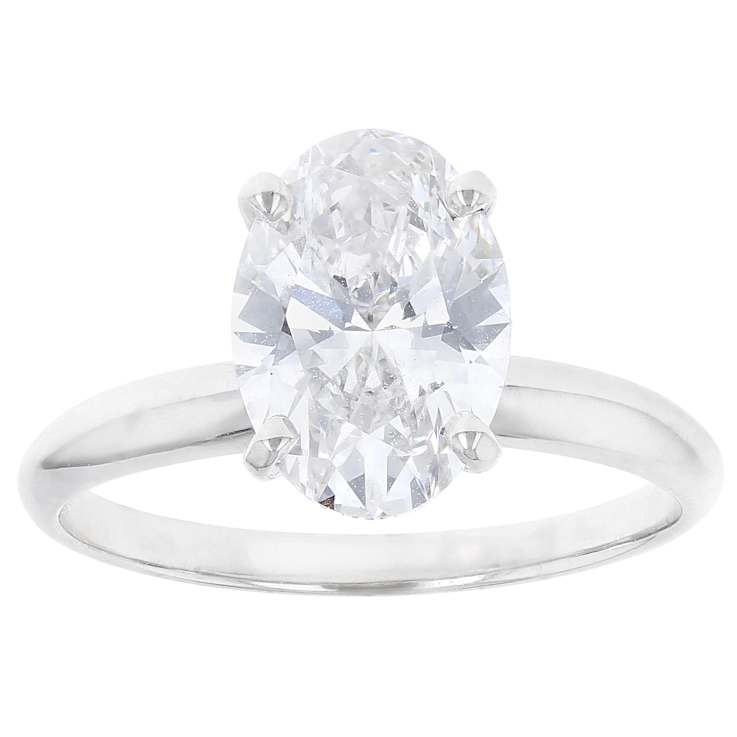 Lab-Grown Diamond Oval Solitaire Ring In 14K White Gold 2.00ct