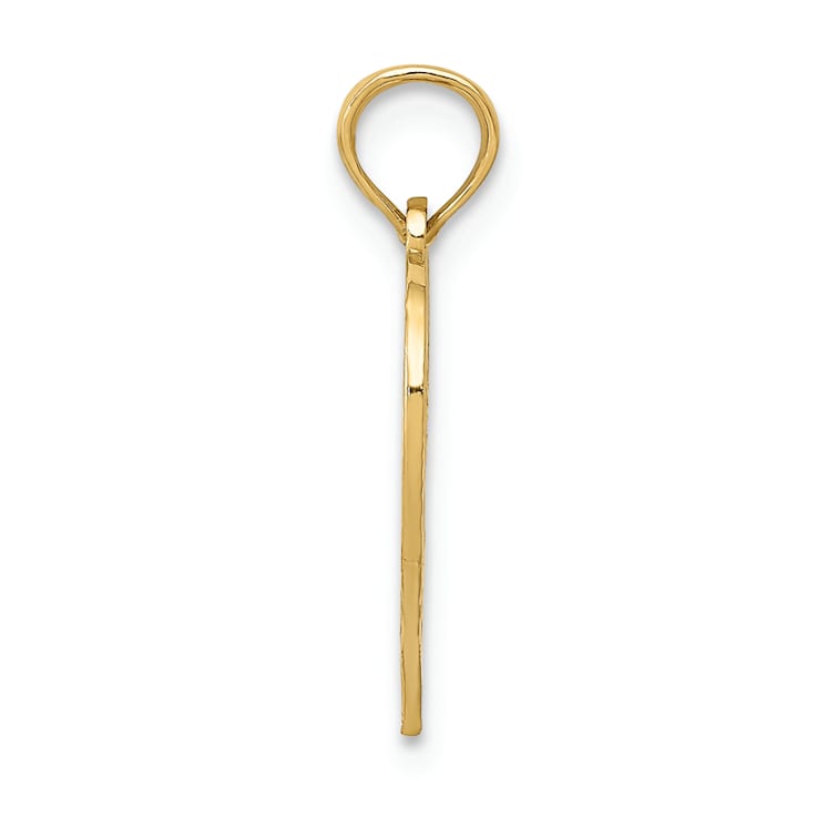 14k Yellow Gold Textured 50 in Heart Cut-out Pendant