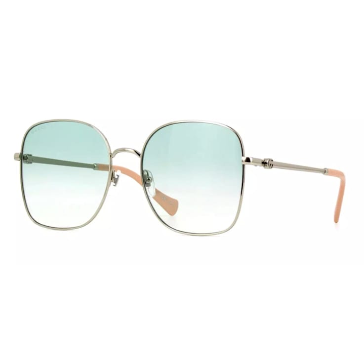Gucci Silver Tone and Apricot Frame / Green Gradient Lens Sunglasses
