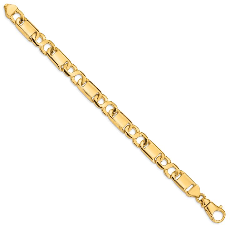 10k Yellow Gold 10.4mm Hand-polished Fancy Link Bracelet