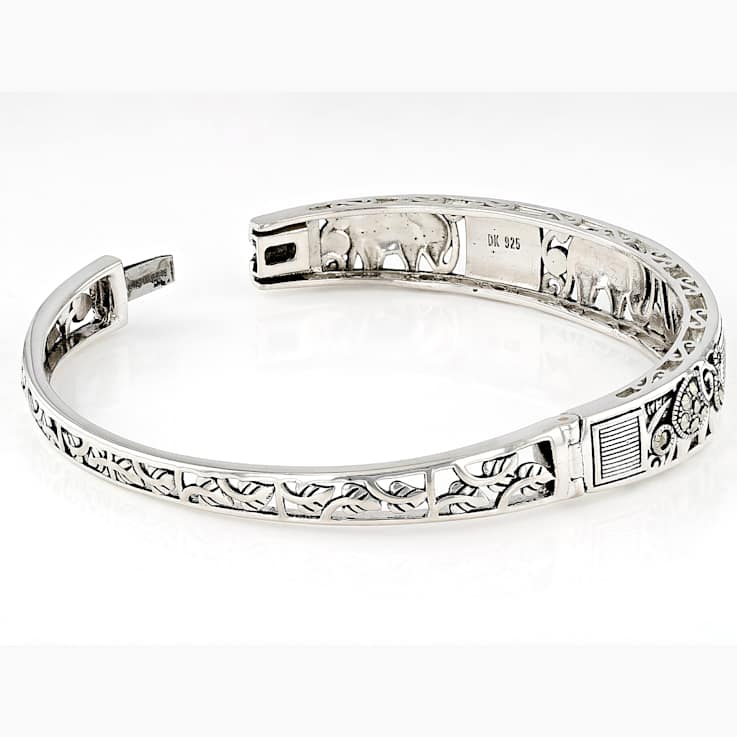 Artisan Inspired Bangle With Marcasite Elephant Design In Sterling
Silver 0.52ctw