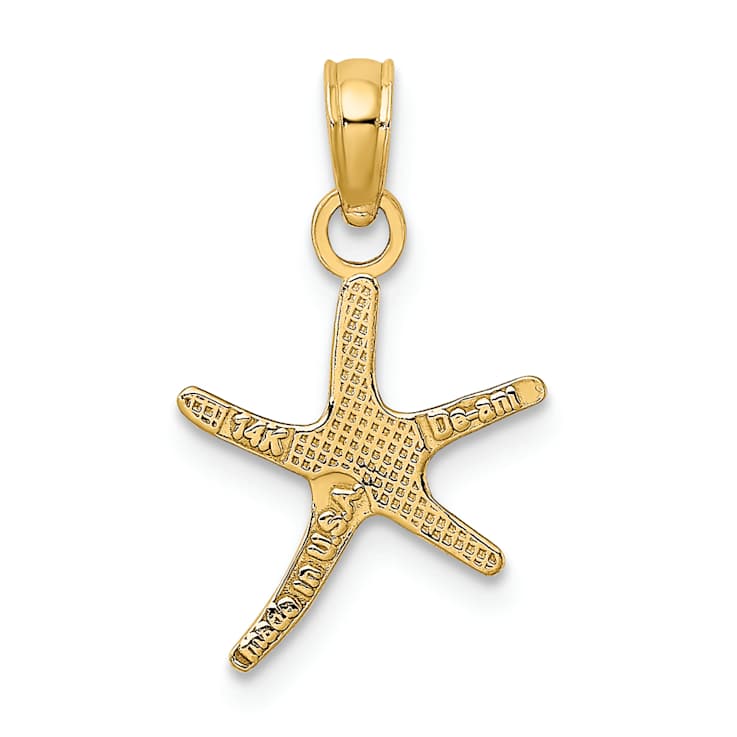 10K Yellow Gold Polished Mini Dancing Starfish with Bail Charm