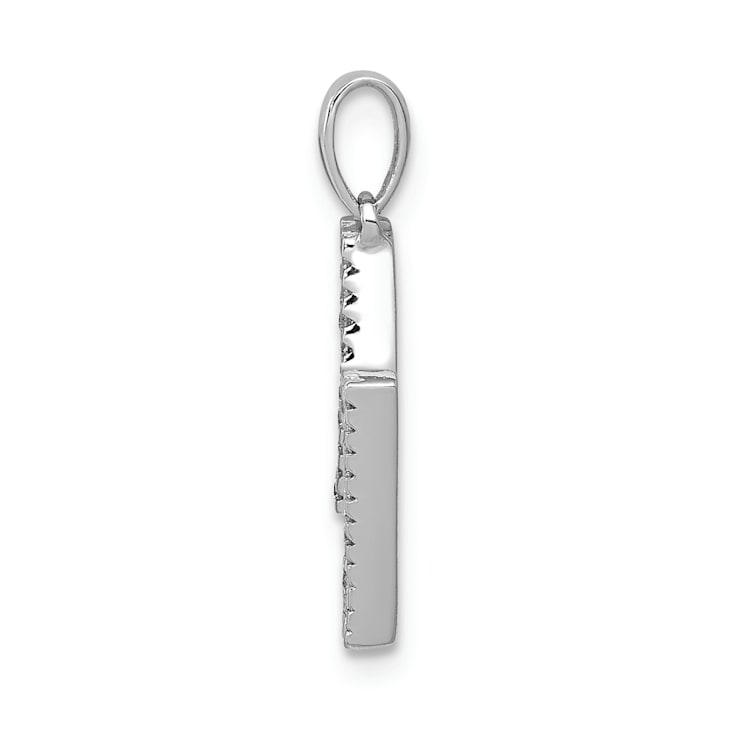 Rhodium Over 14K White Gold Diamond Letter N Initial Pendant