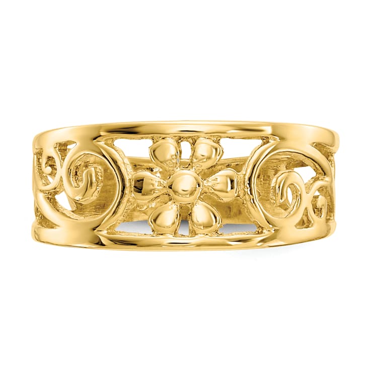 14K Yellow Gold Floral Toe Ring