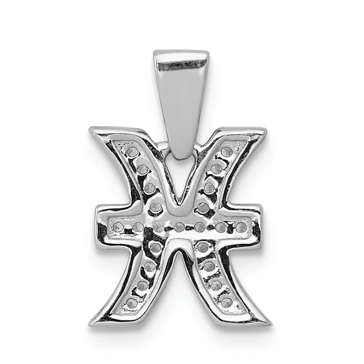 Rhodium Over 14K White Gold Diamond Pisces Zodiac Pendant