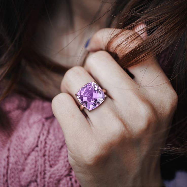13.33ctw Amethyst 14k Rose Gold Cocktail Ring 1D4P3A