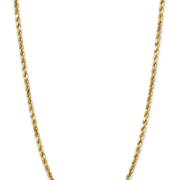 14k Yellow Gold 4mm Diamond-Cut Rope 24 Inch Chain