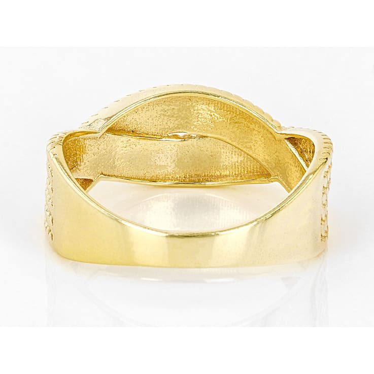 18k Yellow Gold Over Sterling Silver Textured Crossover Ring