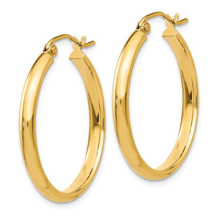 14k Yellow Gold Polished 1" Hoop Earrings