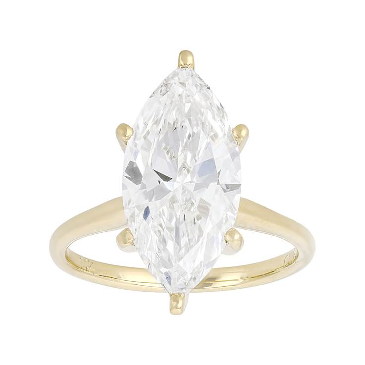 Lab-Grown Diamond Marquise Solitaire Ring In 14K Yellow Gold 4.00ct