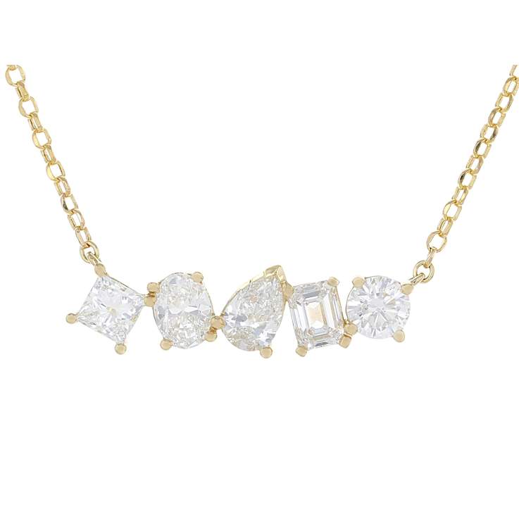 Dainty Lab-Grown Diamond Mixed-Shape Station Necklace In 14K Gold