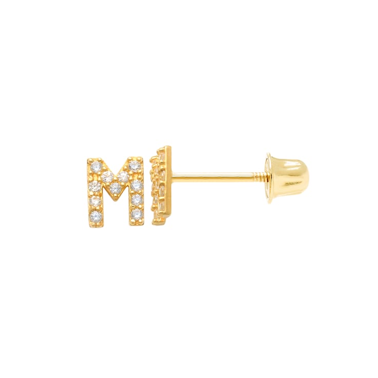 14k Yellow Gold Initial Earrings -M