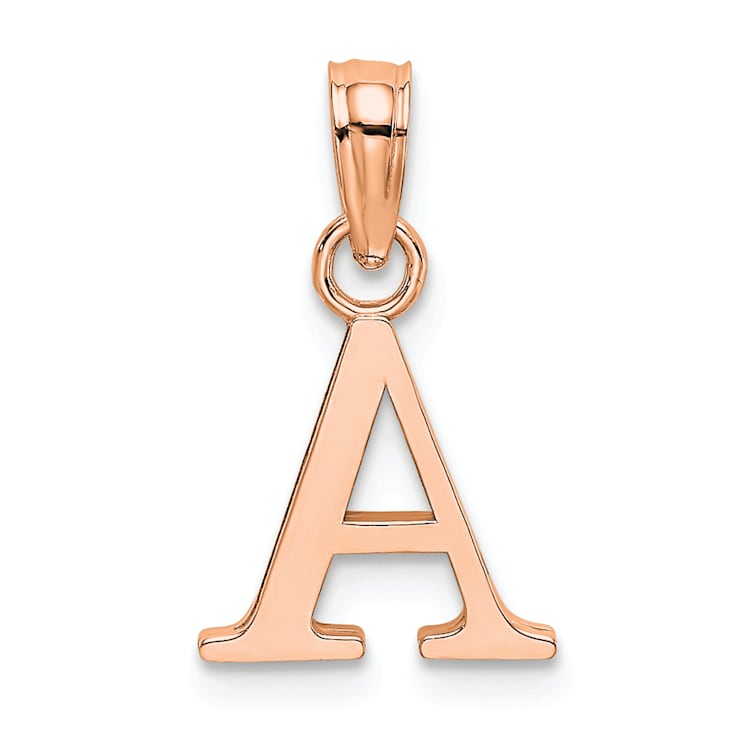 14k Rose Gold Polished Block Letter A Initial Pendant