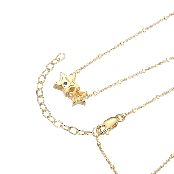 White Cubic Zirconia 18K Yellow Gold Over Sterling Silver Star Necklace 0.15ctw