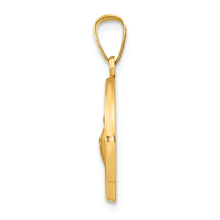 14K Yellow Gold Polished and Satin St Jude Thaddeus Medal Hollow Pendant