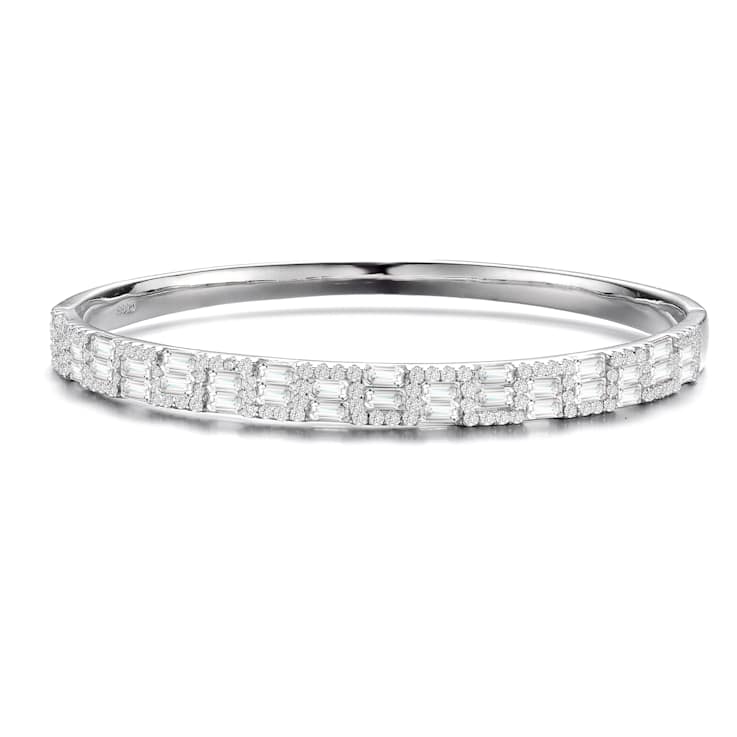 CZ Two-Row Bangle Bracelet In Sterling Silver