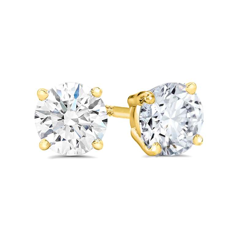 Lab Grown White Diamond 14K Yellow Gold Stud Earrings VS1 Clarity E
Color, IGI Certified 2ctw