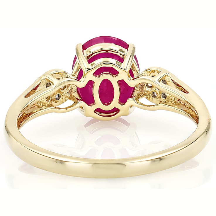 Ruby And Diamond Solitaire Ring In 10K Gold
