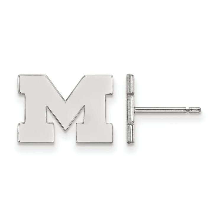 Rhodium Over Sterling Silver  LogoArt University of Michigan Extra Small
Post Earrings