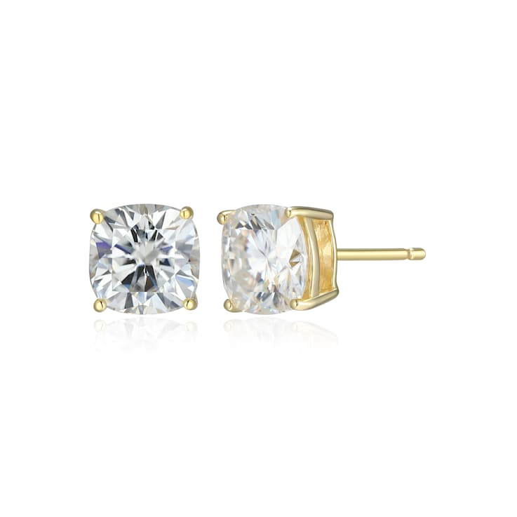 Square Cushion Cut Moissanite 14k Yellow Gold Over Silver Stud Earrings
3.40ctw DEW