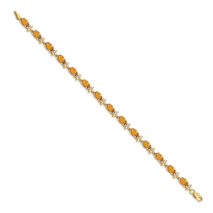 14k Yellow Gold Floral Diamond and Citrine Bracelet