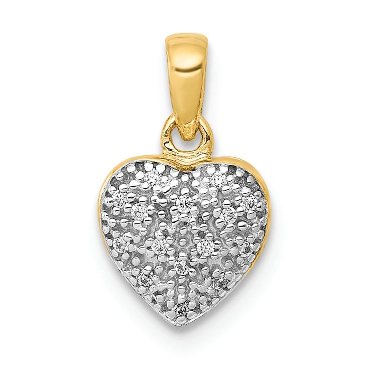 14K Two-tone Gold  Diamond Heart Pendant