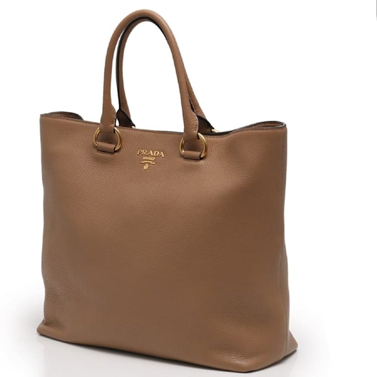 Prada Vitello Phenix Cognac Brown Shopping Tote Bag 197SRA