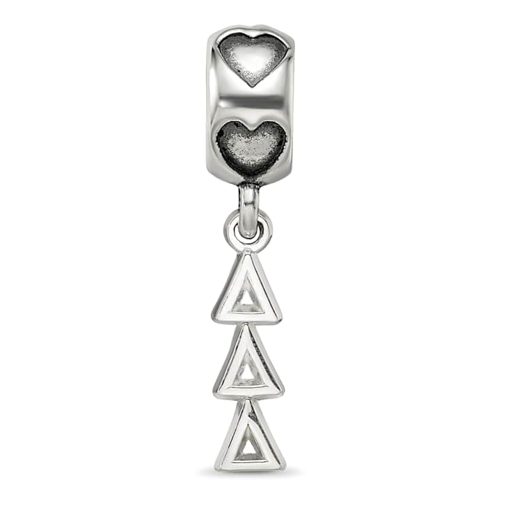 Rhodium Over Sterling Silver LogoArt Delta Delta Delta Vertical Letters
Heart Bead