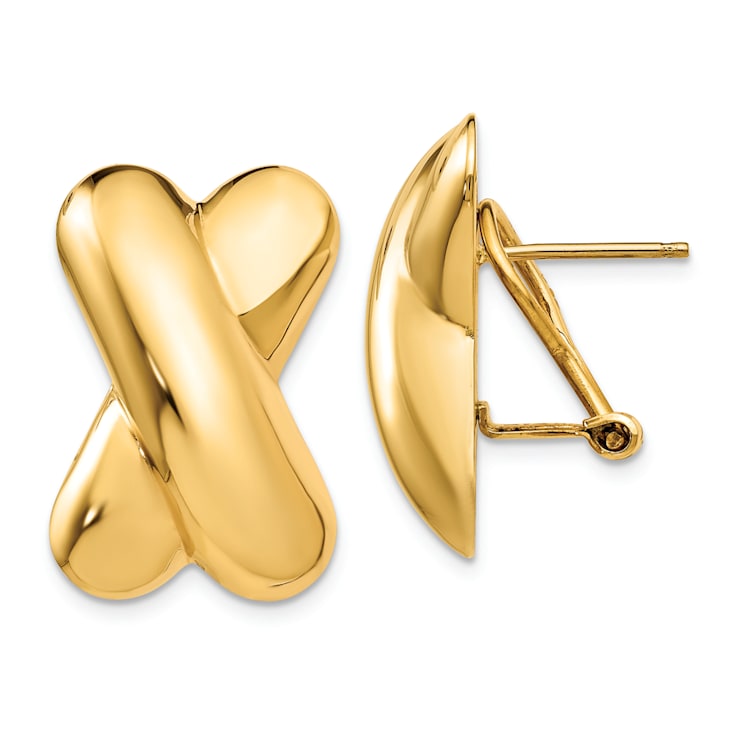 14k Yellow Gold Polished X Stud Earrings