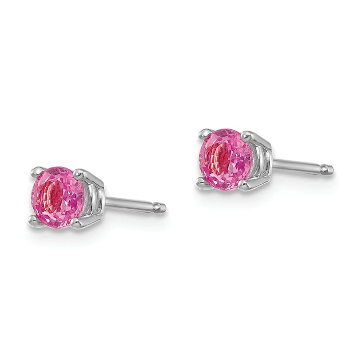 Rhodium Over 14K White Gold Pink Sapphire Earrings