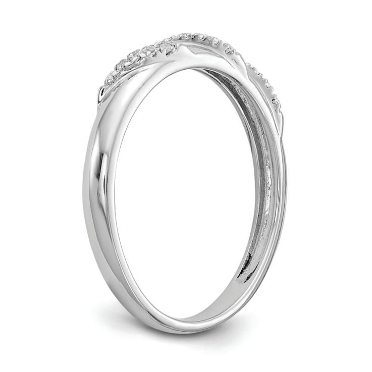 Rhodium Over 14K White Gold Diamond Trio Ladies Wedding Band 0.07ctw