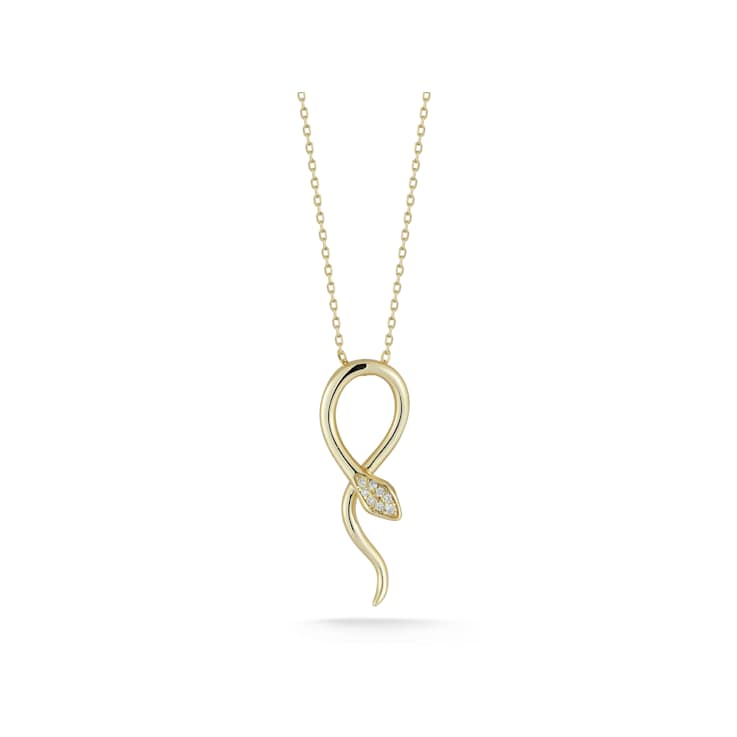 Sterling Statements 14K Yellow Gold Over Sterling Silver  CZ Snake Necklace