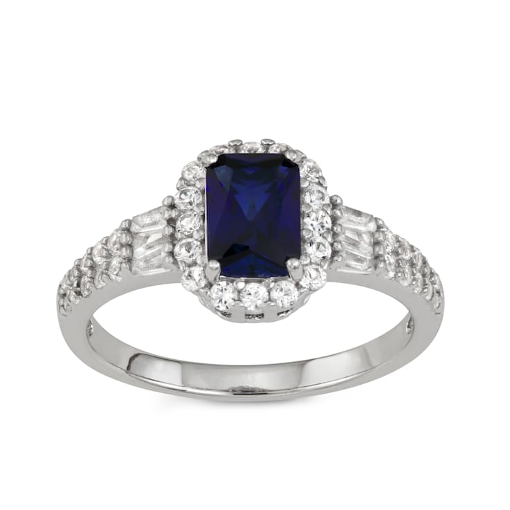 Lab Created Blue Sapphire Sterling Silver Ring 1.52ctw