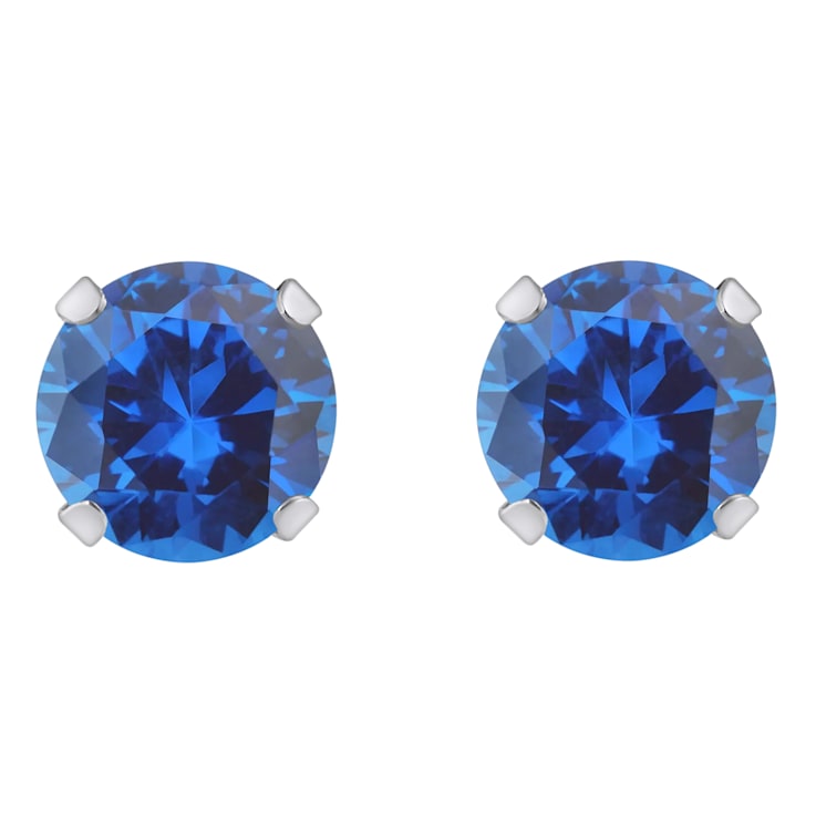 5mm Round Lab Created Sapphire Rhodium Over 10k White Gold Stud Earrings