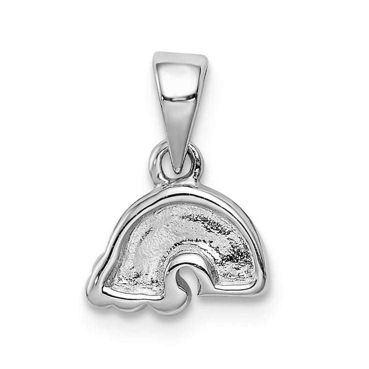 Rhodium Over Sterling Silver Polished and Enameled Rainbow Children's Pendant