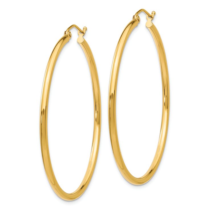14k Yellow Gold Polished 1 3/4" Tube Hoop Earrings