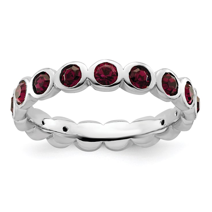 Sterling Silver Stackable Expressions Purple Crystal Ring