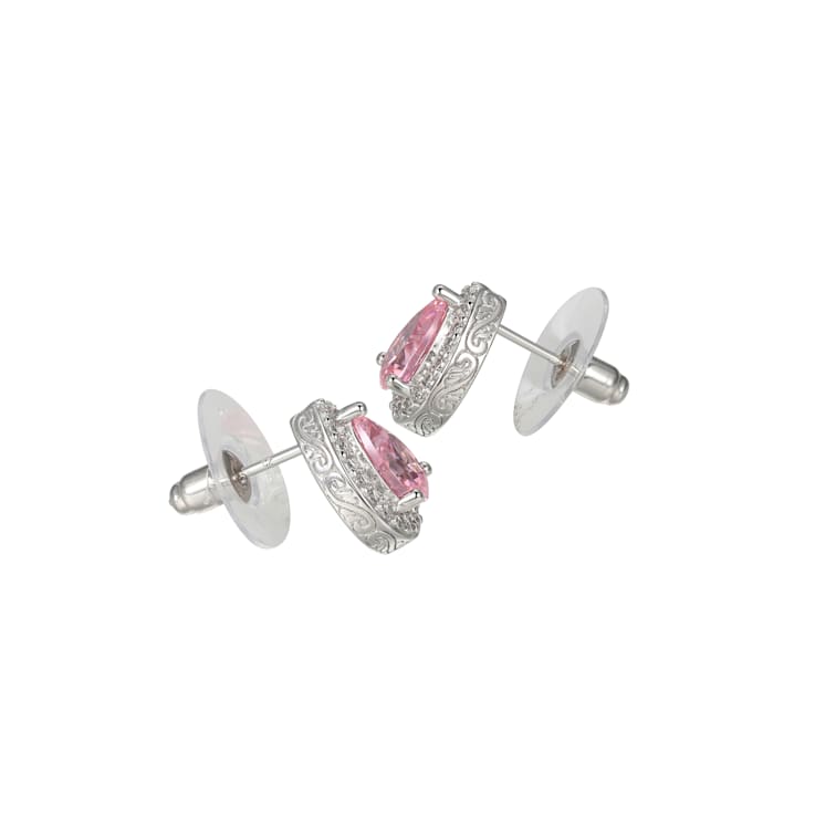 Pink and White Cubic Zirconia Platineve Earrings3.30ctw